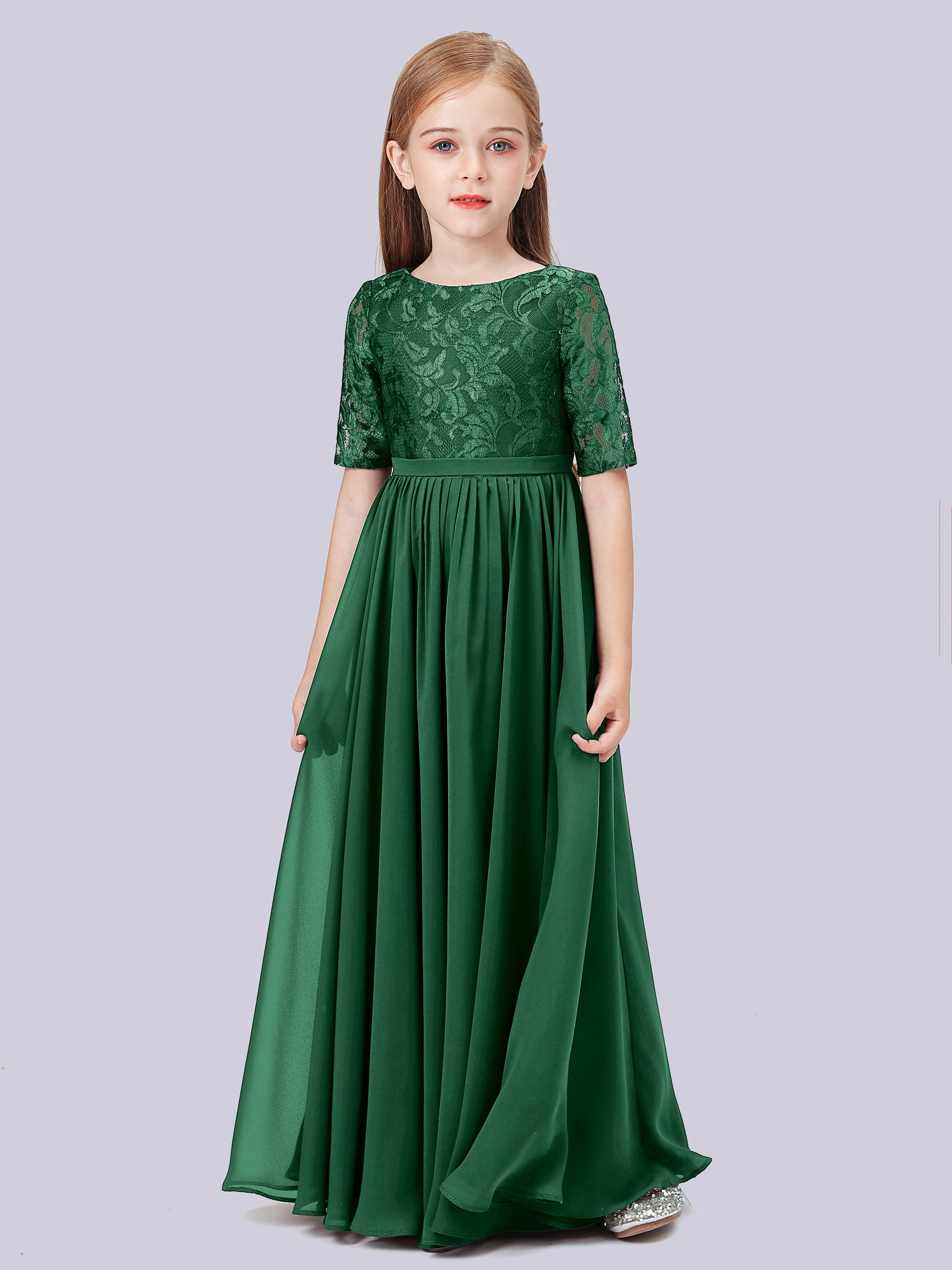 Dark fashion green junior bridesmaid dresses