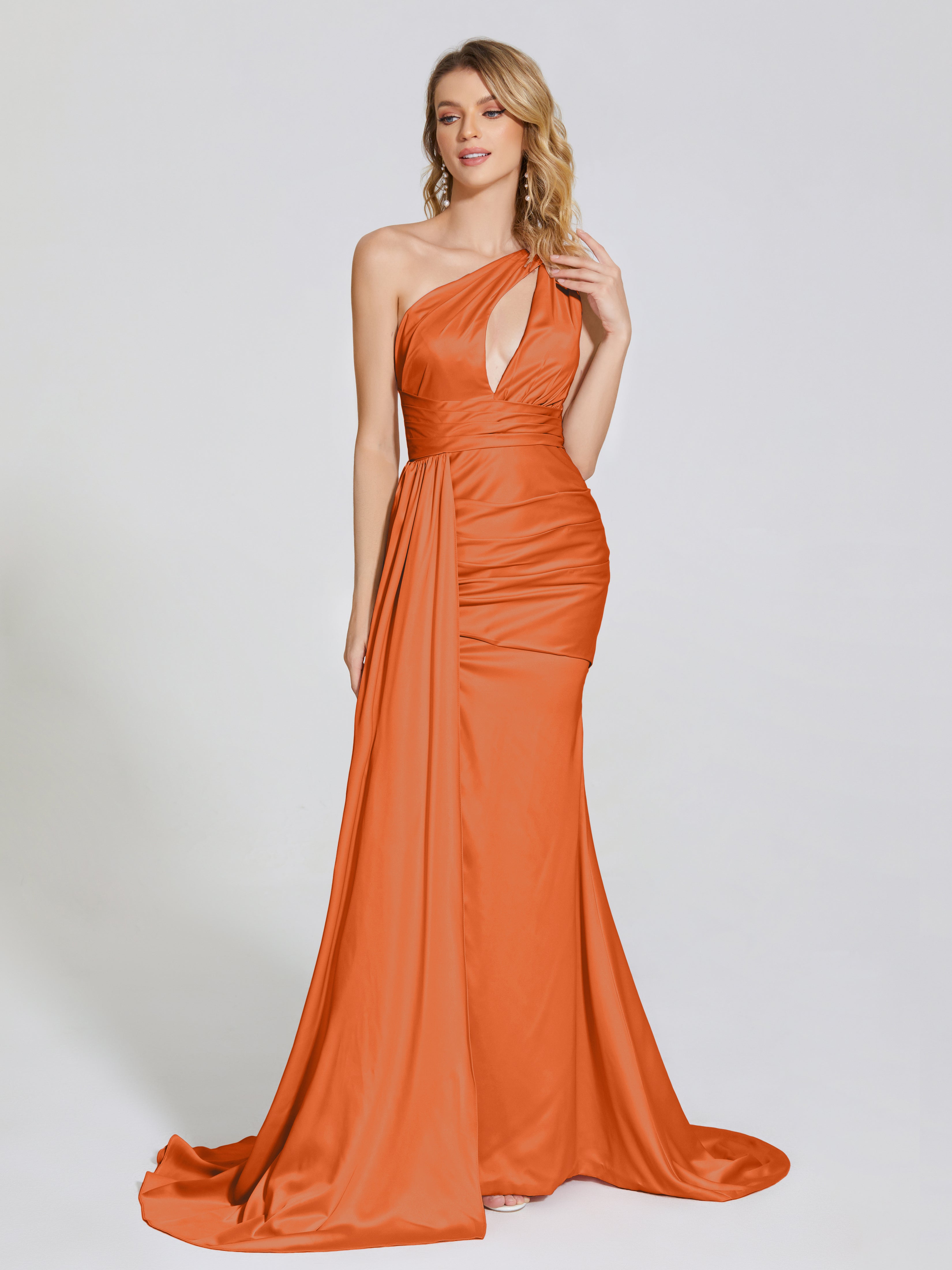 Emersyn One-Shoulder Soft Satin Bridesmaid Dress With Cutout