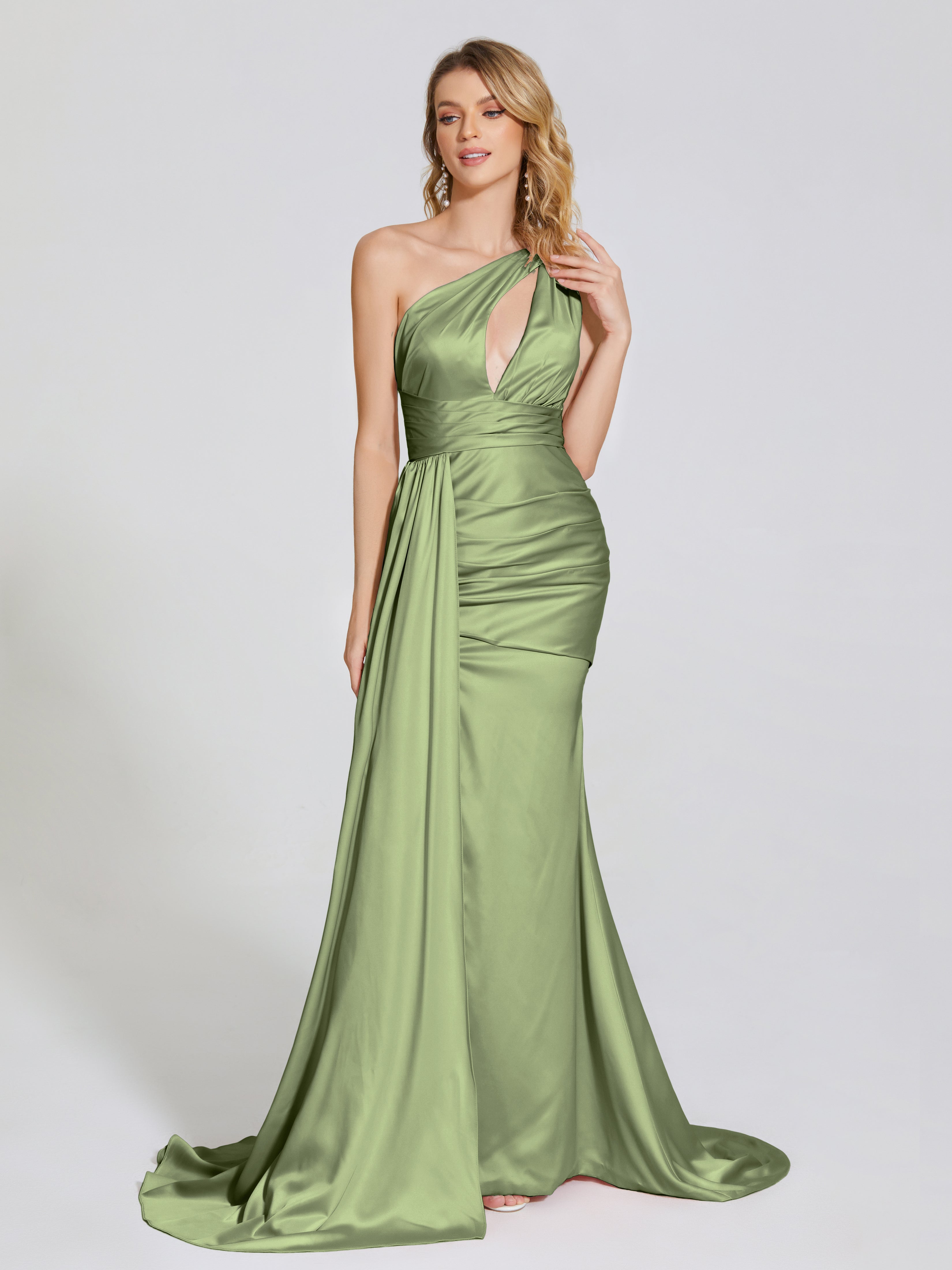 Emersyn One-Shoulder Soft Satin Bridesmaid Dress With Cutout