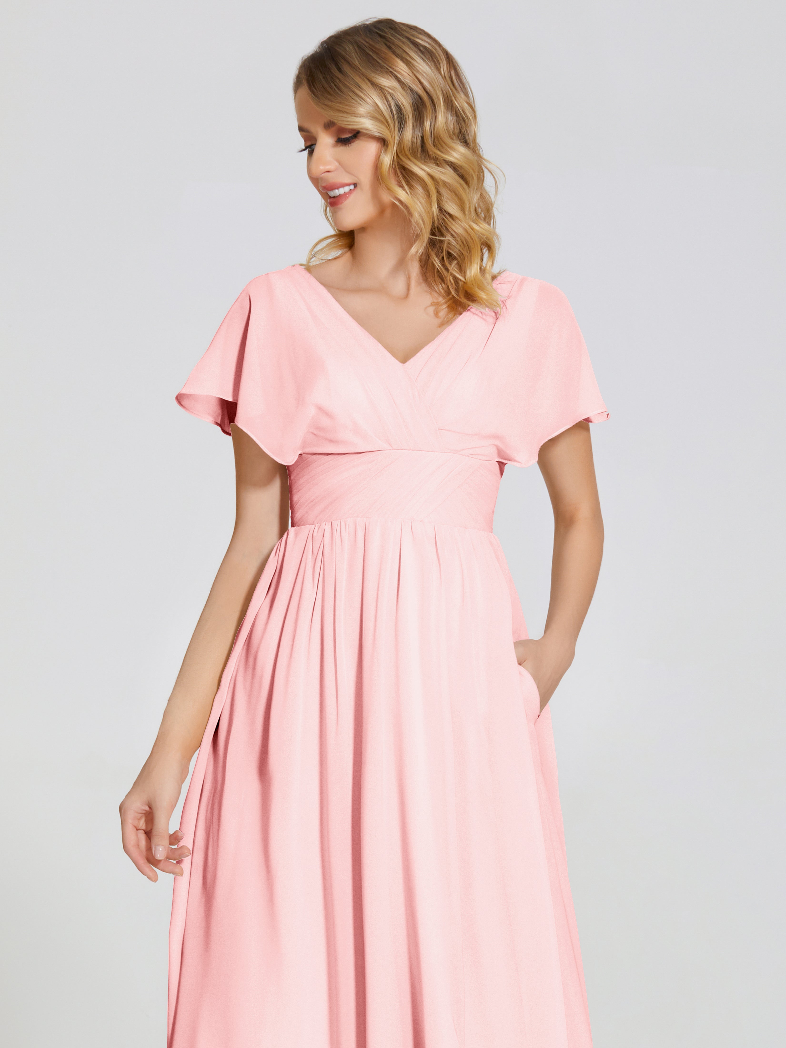 Malia Sleeves Bridesmaid Dress With Empire Waist