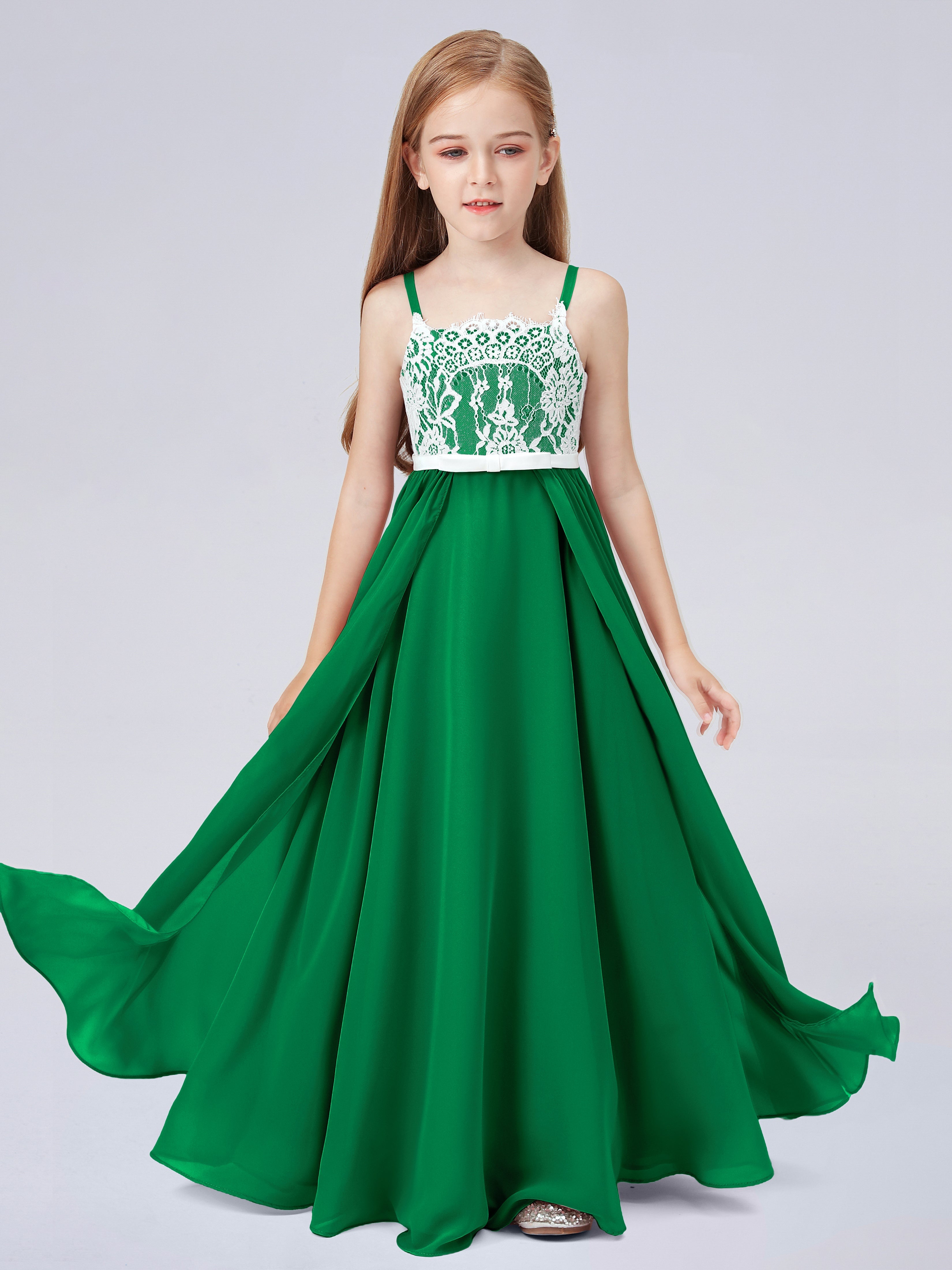 Straps Lace Junior Bridesmaid Dress