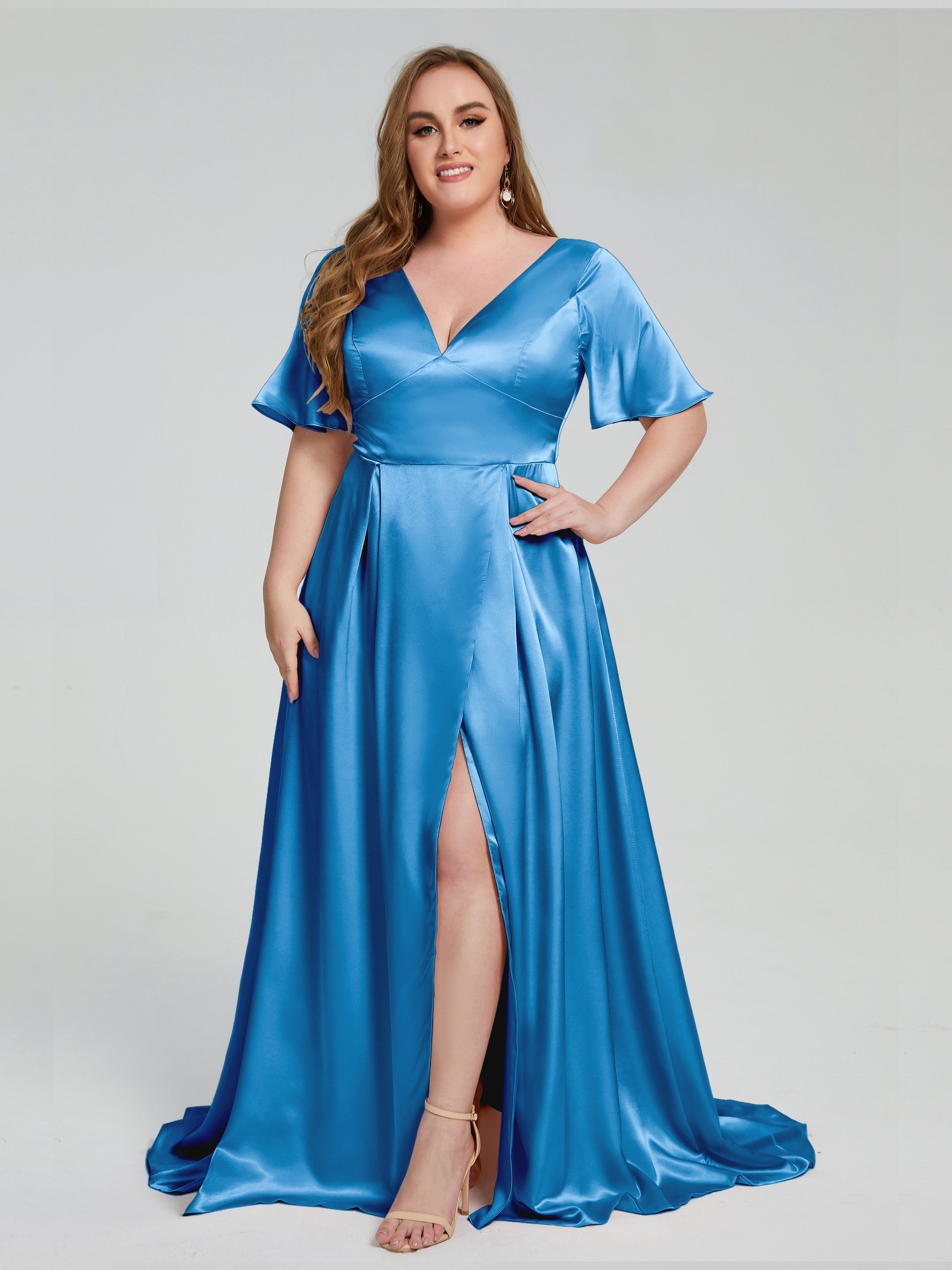 Plus size sky blue bridesmaid dresses sale